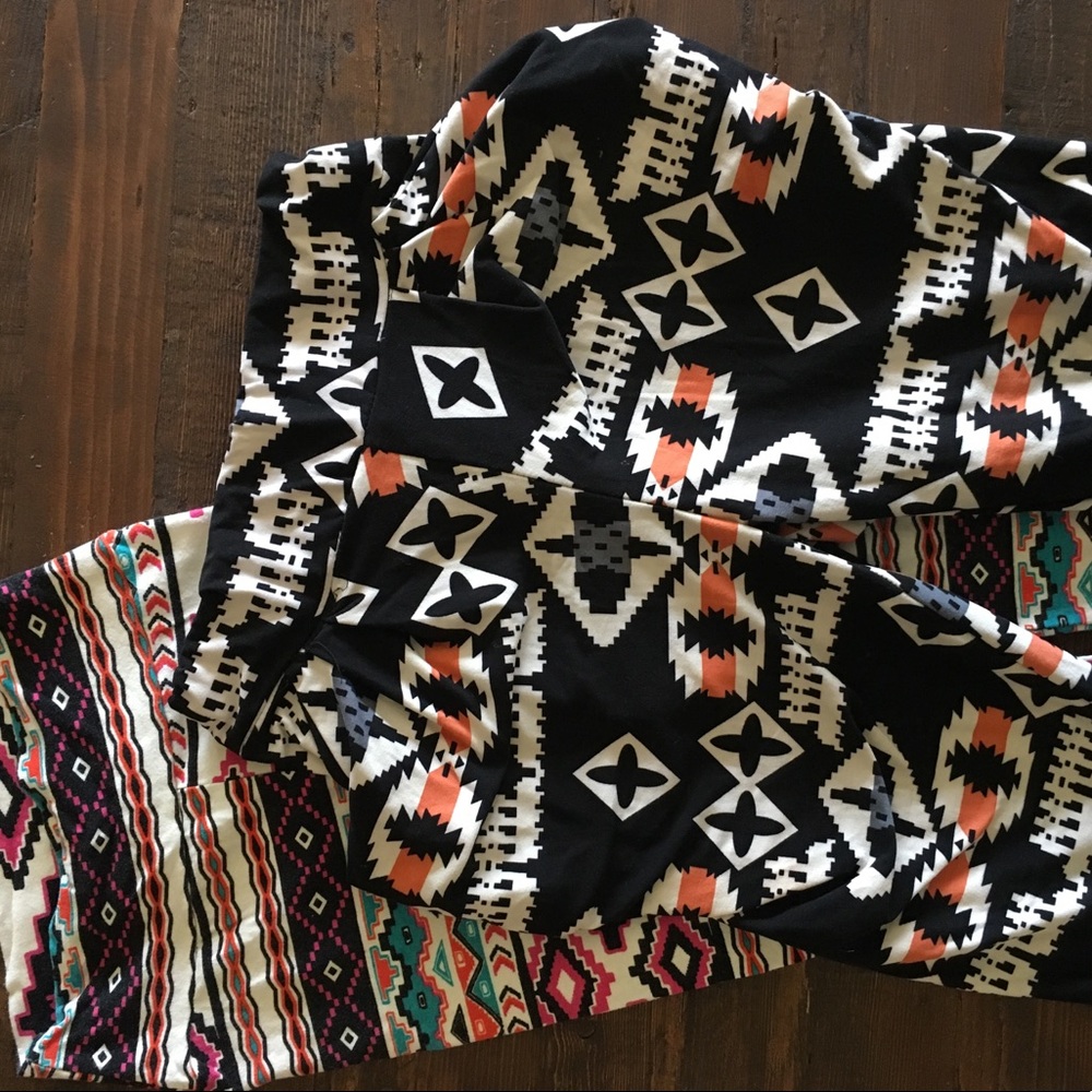 Good Condition/ 2 Colorful Tribal Leggings Cotton